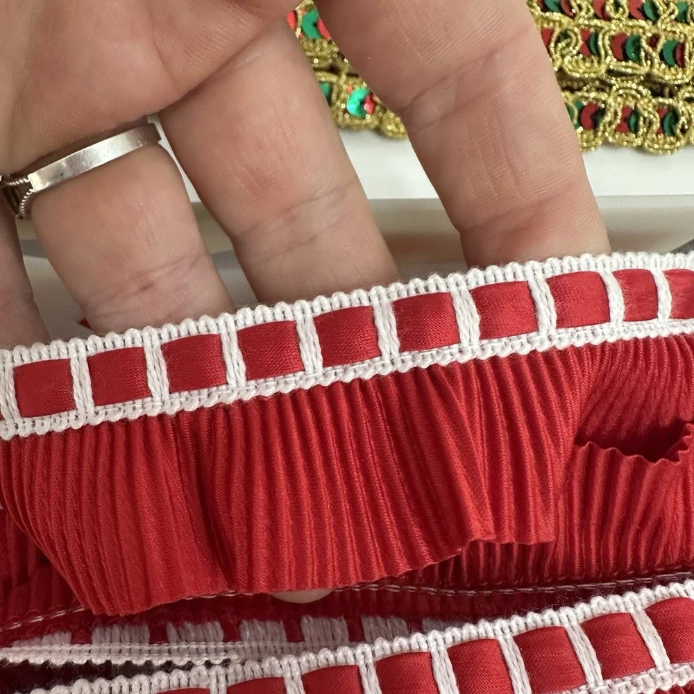 100+ Yards Sequin Trim Lot Christmas Gold Red Green Lace Sewing Costume Craft